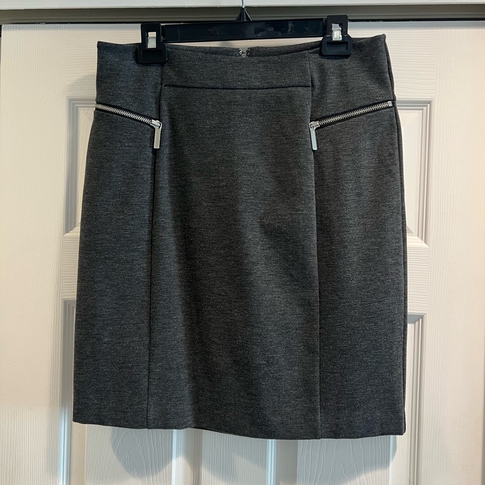 Michael Kors Dark Gray Pencil Skirt with Zipper Accents